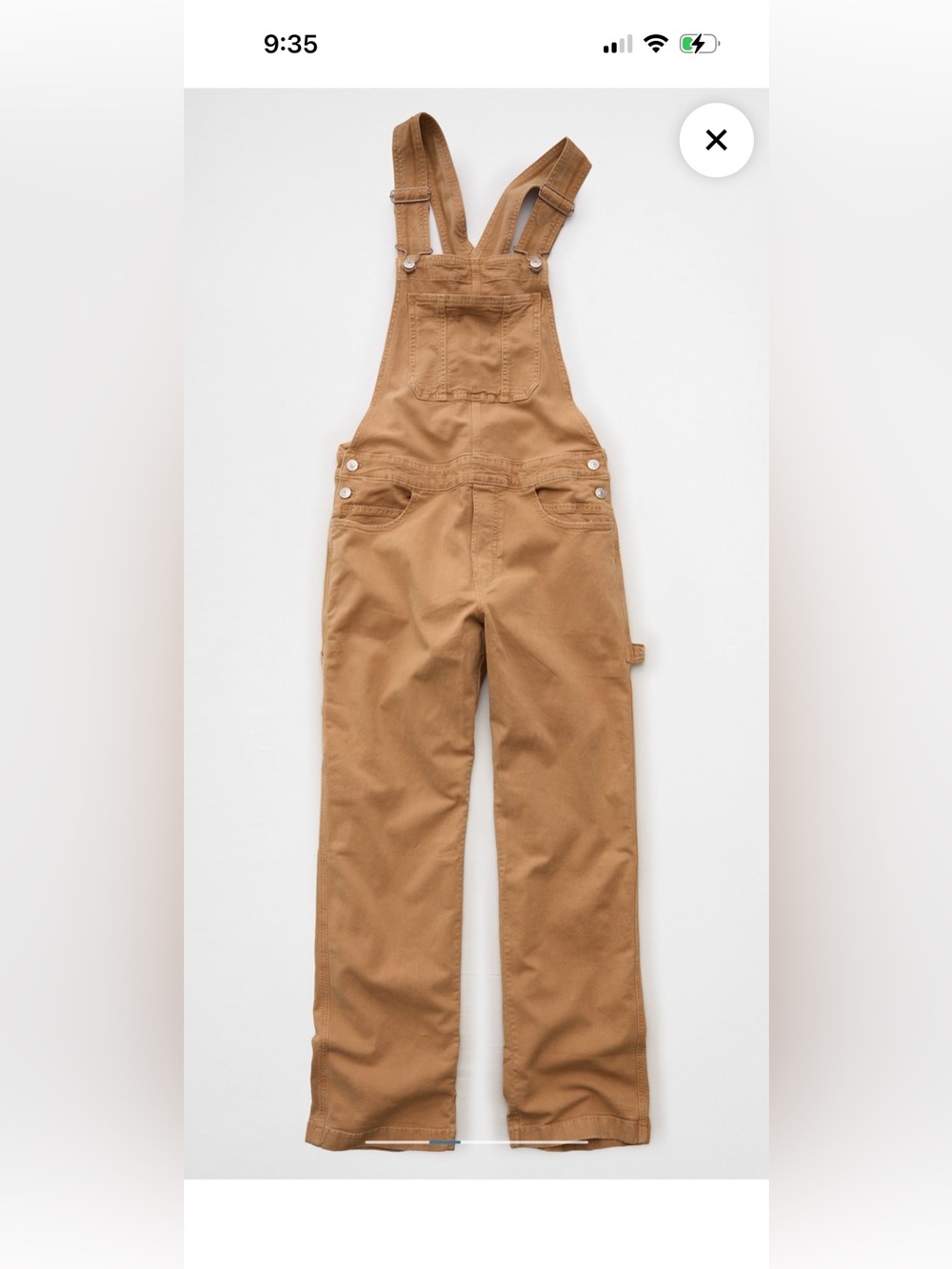 American Eagle Outfitters Caramel/Tan Straight-Leg Women’s Overalls